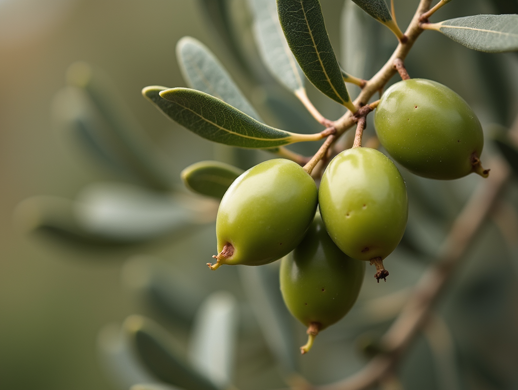 Close-up view of olive branches with ripe olives