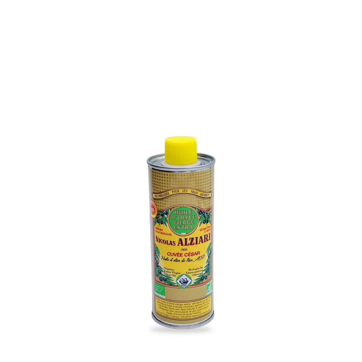 Huile d’olive vierge extra Nicolas Alziari, cuvée César biologique AOP Nice, bidon de 250 ml
