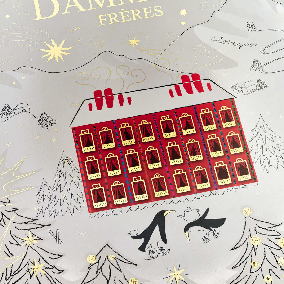Advent Calendar by Dammann Frères, close-up of the illustrated cover with the snowy palace