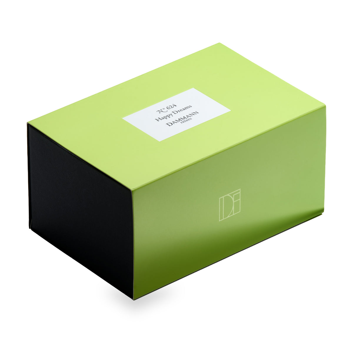 Coffret N°624 Happy Dreams de Dammann Frères, boîte tiroir vert anis fermée
