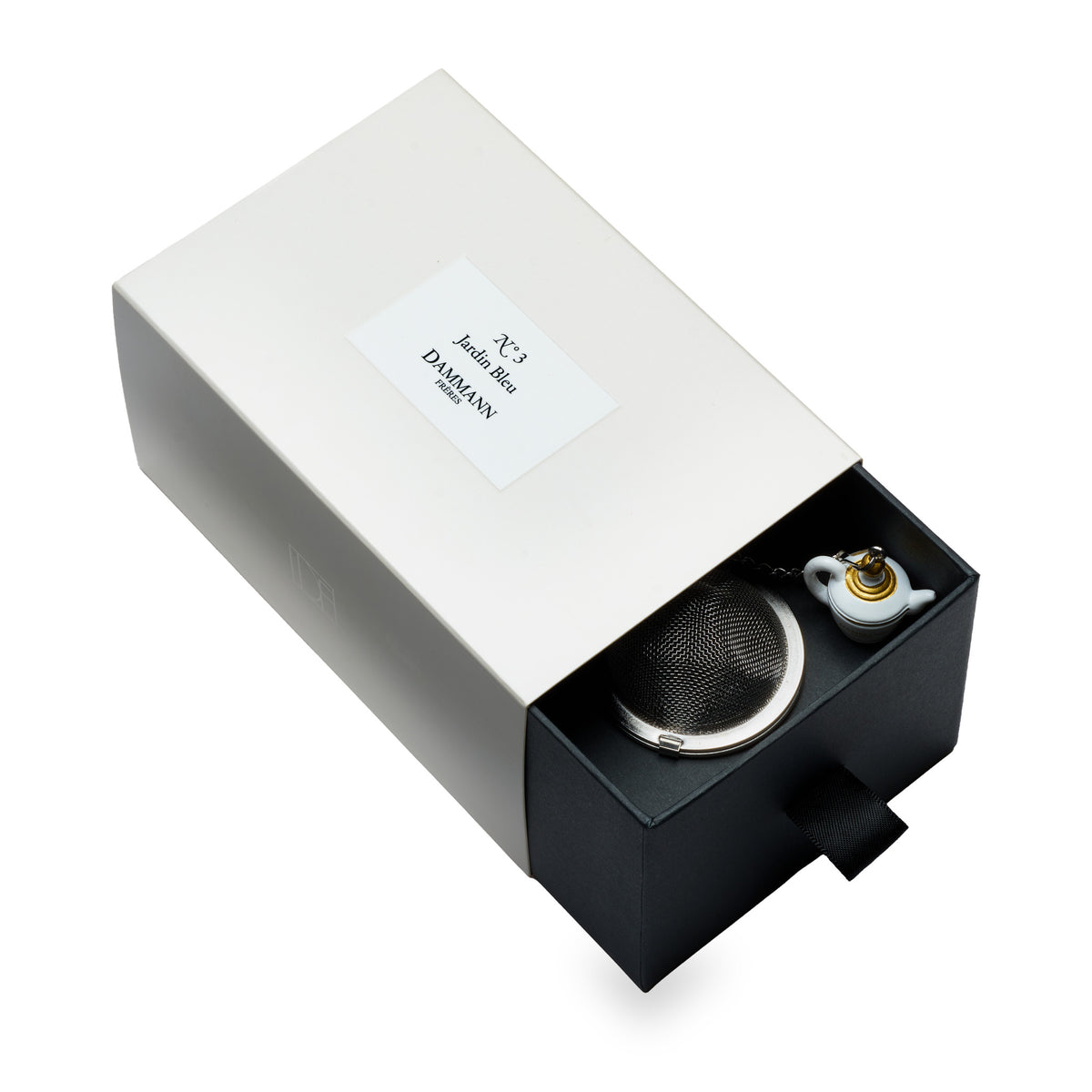 Coffret N°3 Jardin Bleu de Dammann Frères, tiroir entrouvert