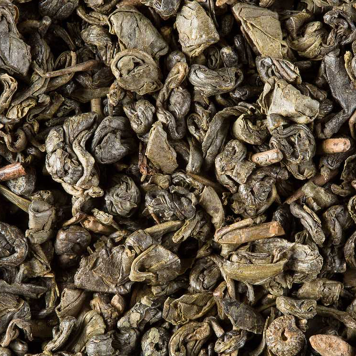 Close-up of Gunpowder loose-leaf tea by Dammann Frères