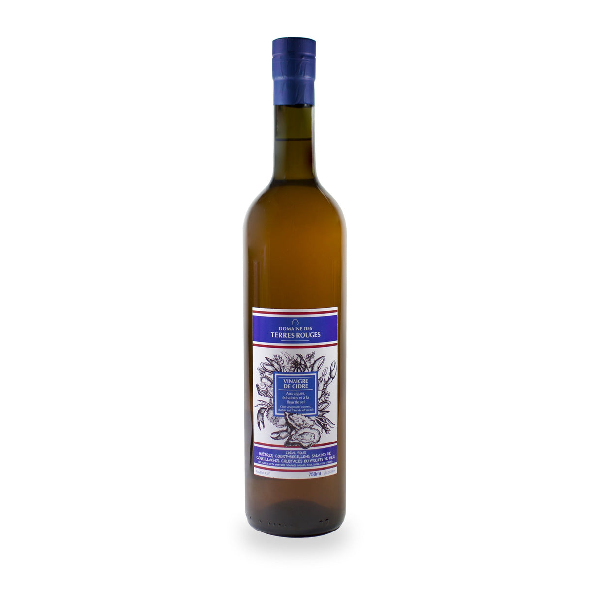 Vinaigre marin du Domaine des Terres Rouges, grand format, bouteille en verre de 750 ml