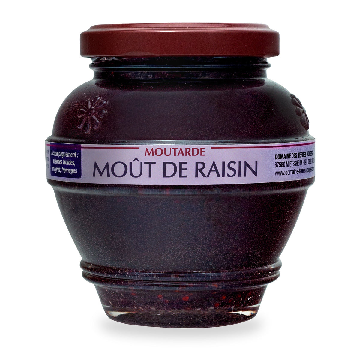 Moutarde au moût de raisin du Domaine des Terres Rouges, pot en verre de 200 g
