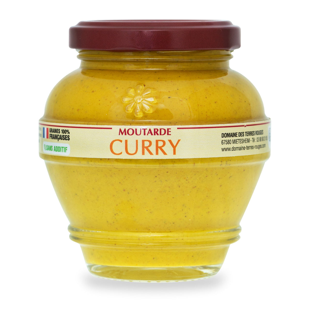 Moutarde au curry du Domaine des Terres Rouges, pot en verre de 200 g