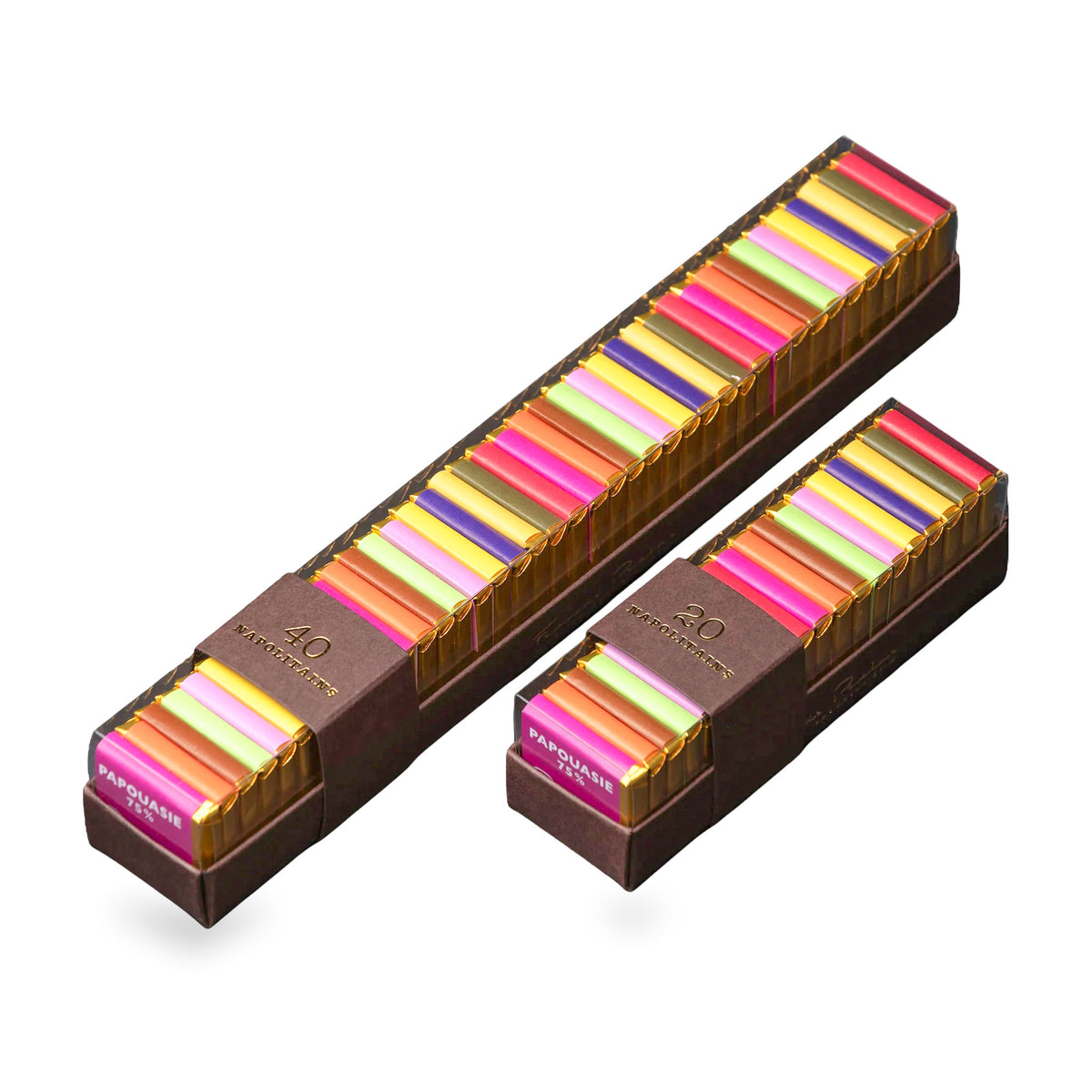 Tropical Chocolate Squares by François Pralus: sleeves of 20 and 40 squares
