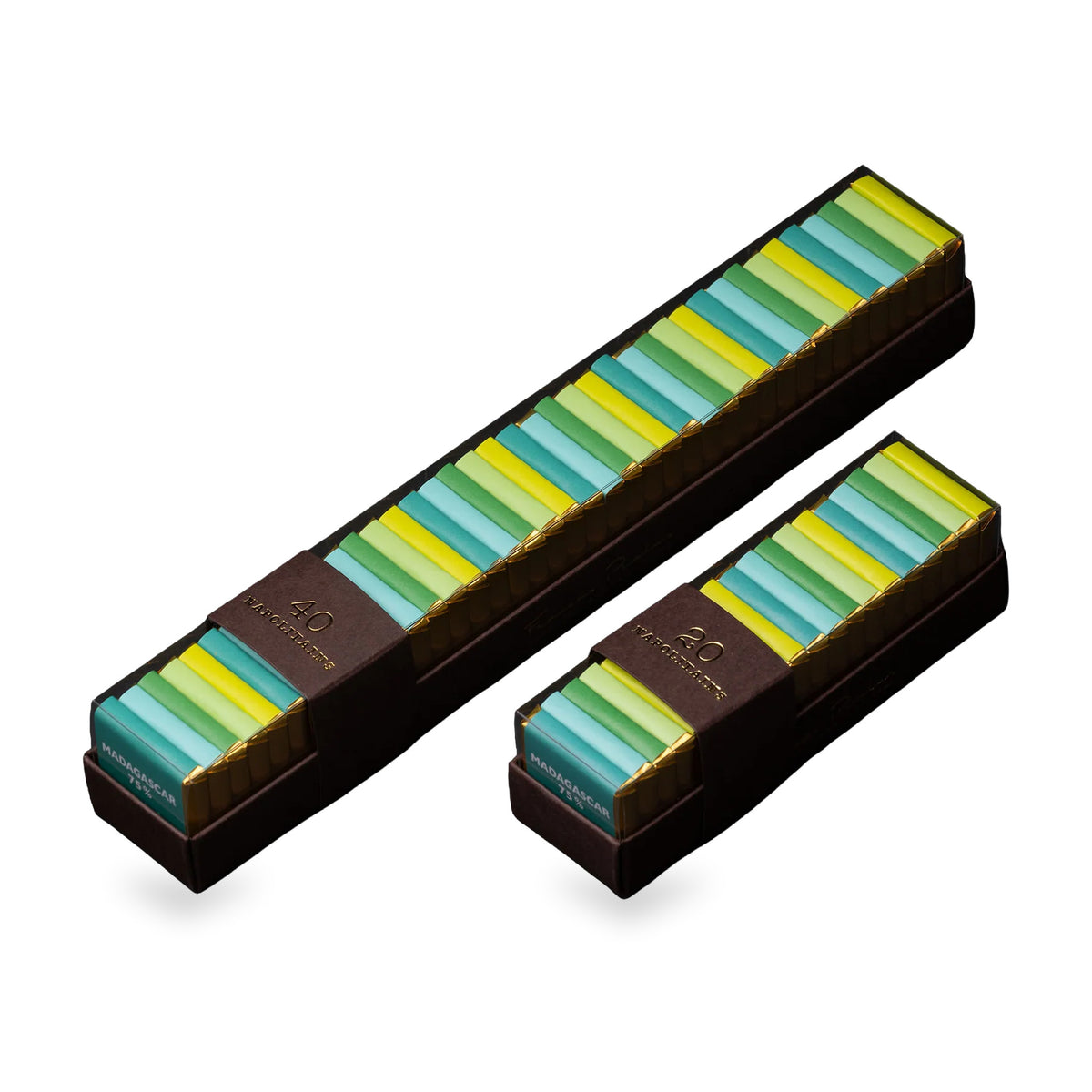 Organic Chocolate Squares by François Pralus: sleeves of 20 and 40 squares