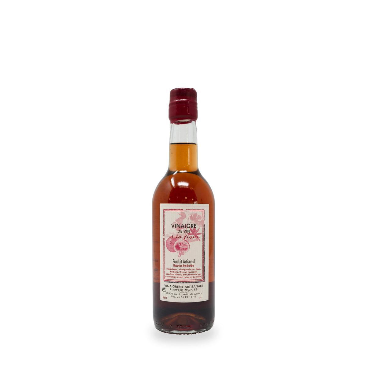Vinaigre à la figue de Laurent Agnès, bouteille en verre de 250 ml