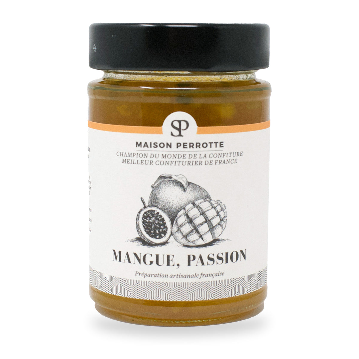 Mango & Passion Fruit Jam by Maison Perrotte, 210 g glass jar