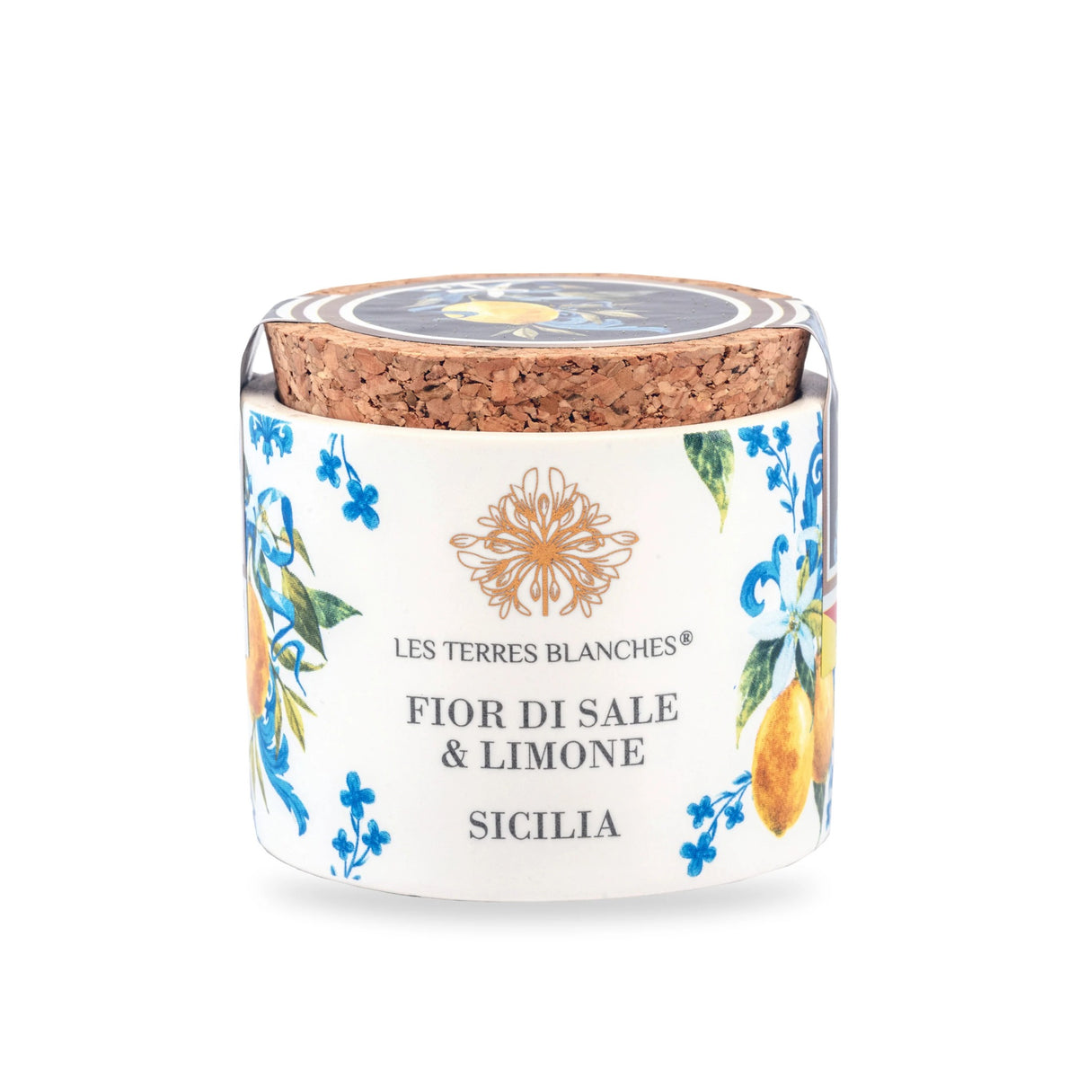 Fleur De Sel Sicilia Lemon by Les Terres Blanches, 70 g ceramic jar