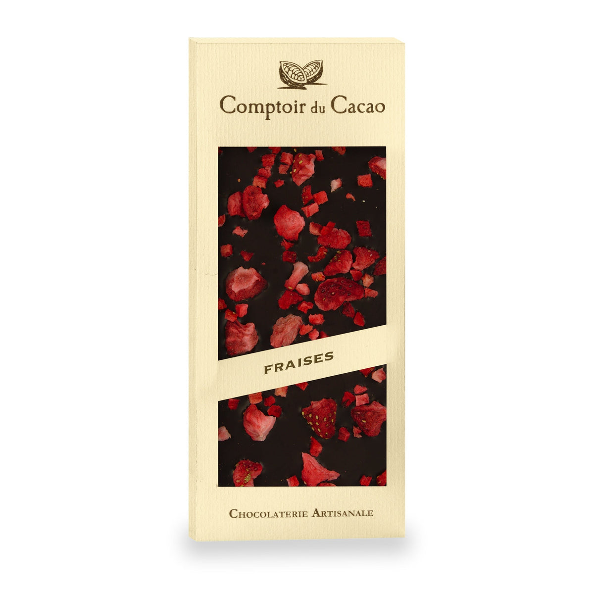 Strawberry Dark Chocolate Bar by Comptoir du Cacao