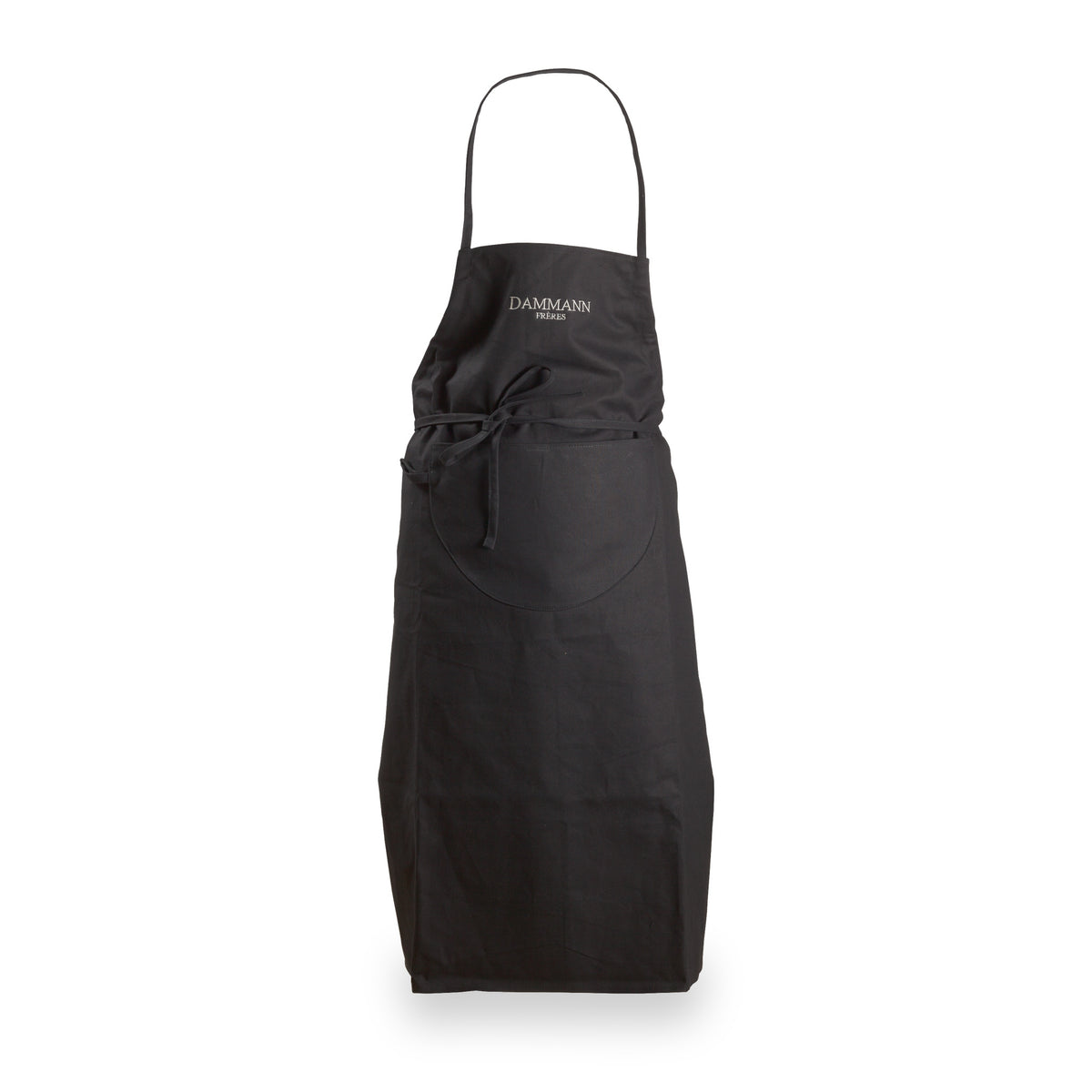 Tablier noir en coton au logo Dammann Frères