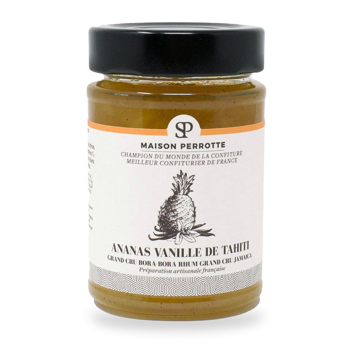 Pineapple Grand Cru Vanilla & Rhum Jam by Maison Perrotte, 210 g glass jar