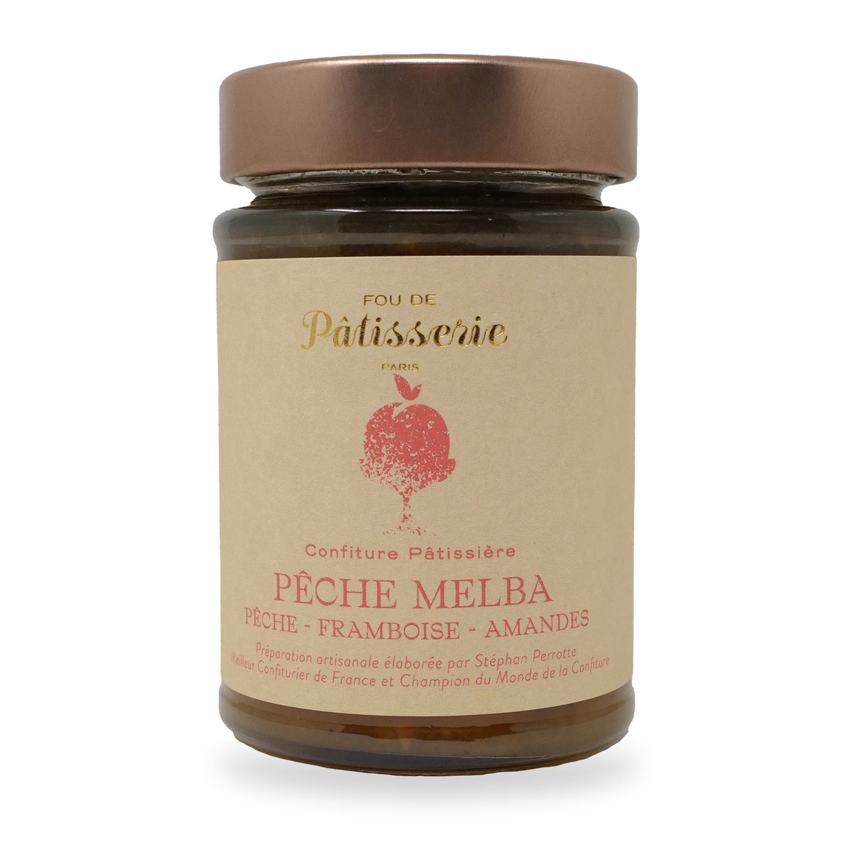 Peach Melba Jam by Maison Perrotte, 210 g glass jar